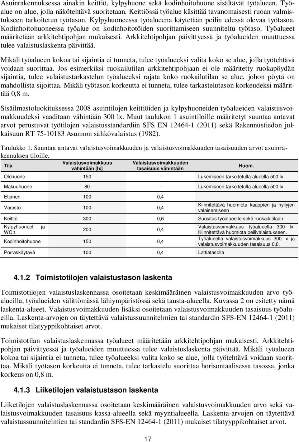 Kodinhoitohuoneessa työalue on kodinhoitotöiden suorittamiseen suunniteltu työtaso. Työalueet määritetään arkkitehtipohjan mukaisesti.