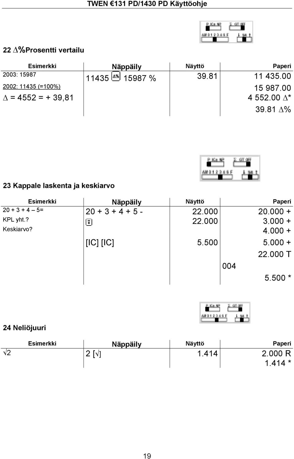 81 % 23 Kappale laskenta ja keskiarvo 20 + 3 + 4 5= 20 + 3 + 4 + 5-22.000 20.