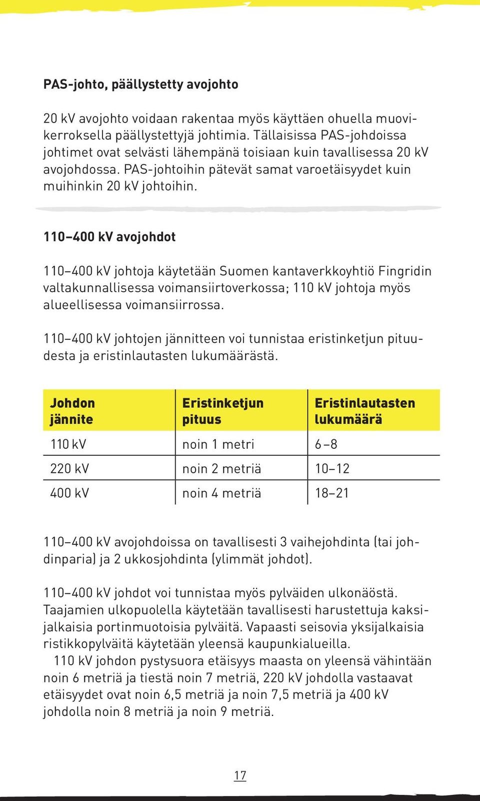 110 400 kv avojohdot 110 400 kv johtoja käytetään Suomen kantaverkkoyhtiö Fingridin valtakunnallisessa voimansiirtoverkossa; 110 kv johtoja myös alueellisessa voimansiirrossa.