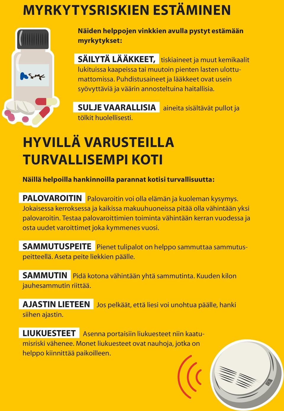 HYVILLÄ VARUSTEILLA TURVALLISEMPI KOTI Näillä helpoilla hankinnoilla parannat kotisi turvallisuutta: PALOVAROITIN Palovaroitin voi olla elämän ja kuoleman kysymys.