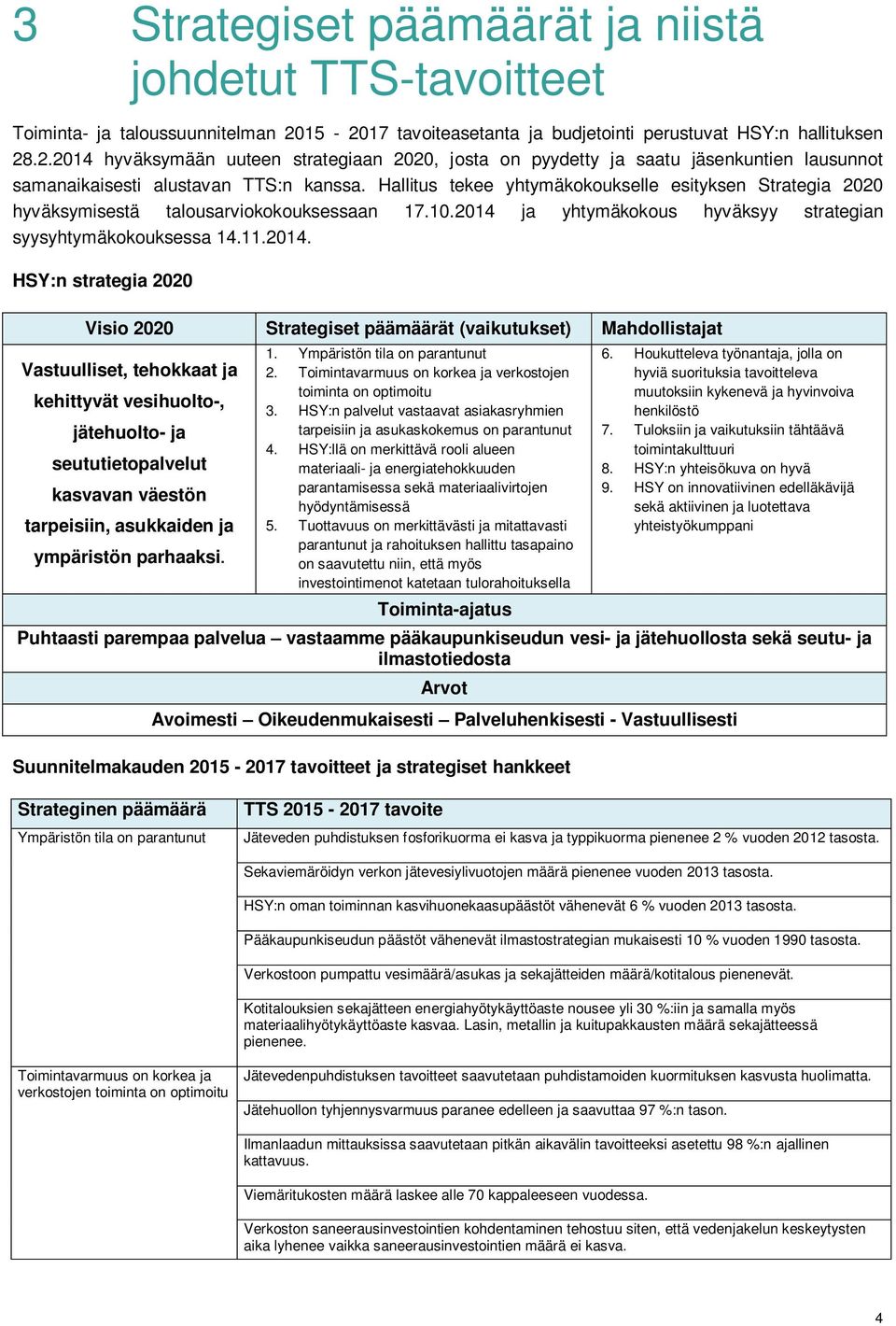 Hallitus tekee yhtymäkokoukselle esityksen Strategia 2020 hyväksymisestä talousarviokokouksessaan 17.10.2014 