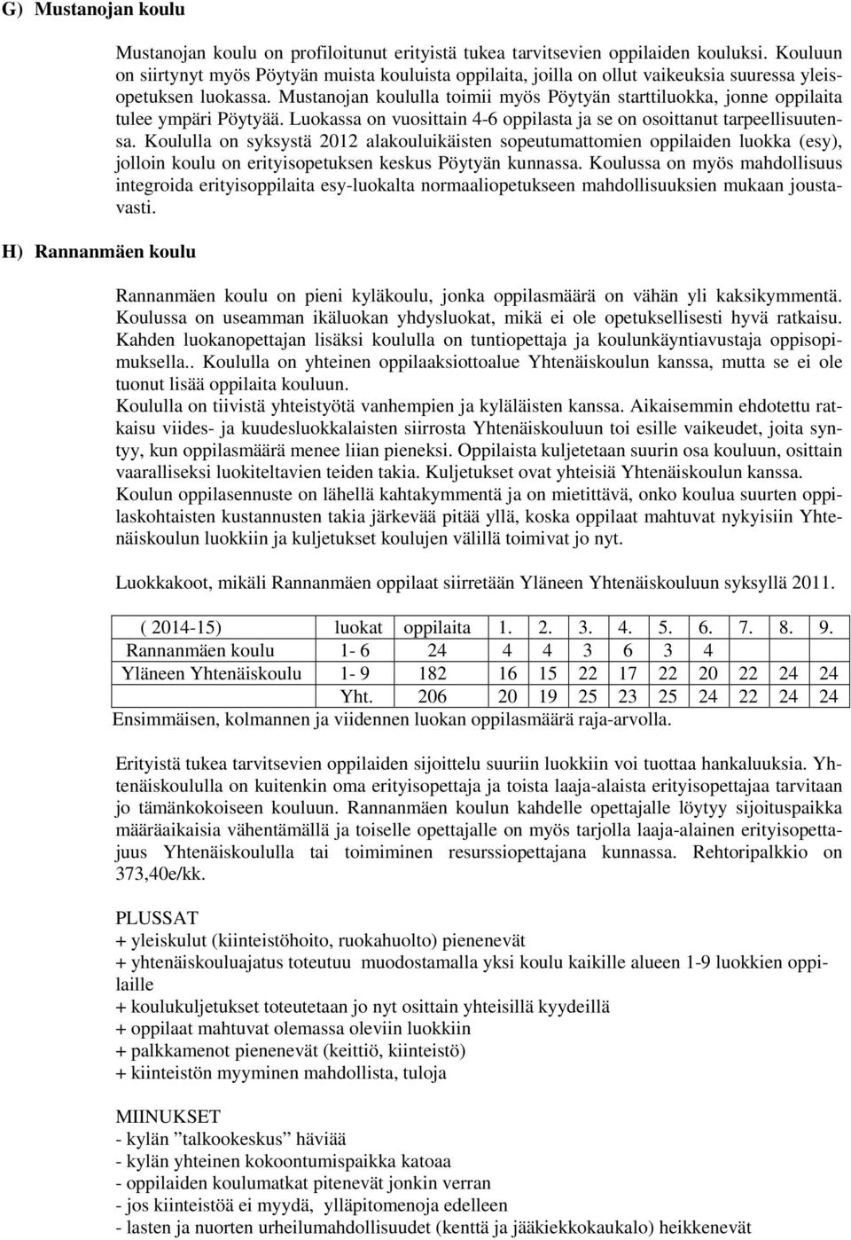 Mustanojan koululla toimii myös Pöytyän starttiluokka, jonne oppilaita tulee ympäri Pöytyää. Luokassa on vuosittain 4-6 oppilasta ja se on osoittanut tarpeellisuutensa.