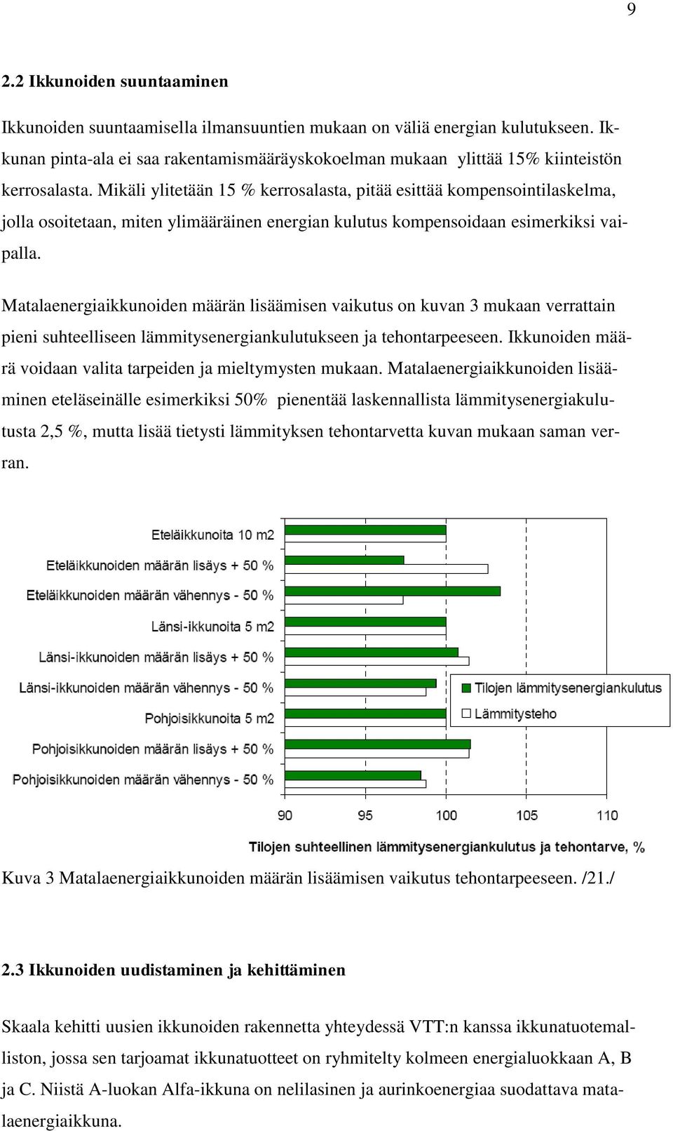 Mikäli ylitetään 15 % kerrosalasta, pitää esittää kompensointilaskelma, jolla osoitetaan, miten ylimääräinen energian kulutus kompensoidaan esimerkiksi vaipalla.