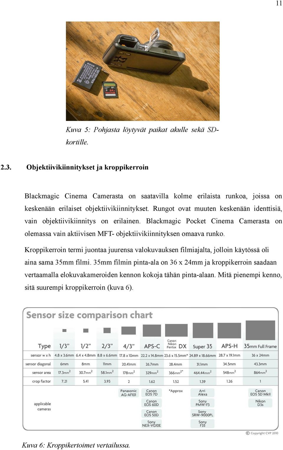 Rungot ovat muuten keskenään identtisiä, vain objektiivikiinnitys on erilainen. Blackmagic Pocket Cinema Camerasta on olemassa vain aktiivisen MFT- objektiivikiinnityksen omaava runko.