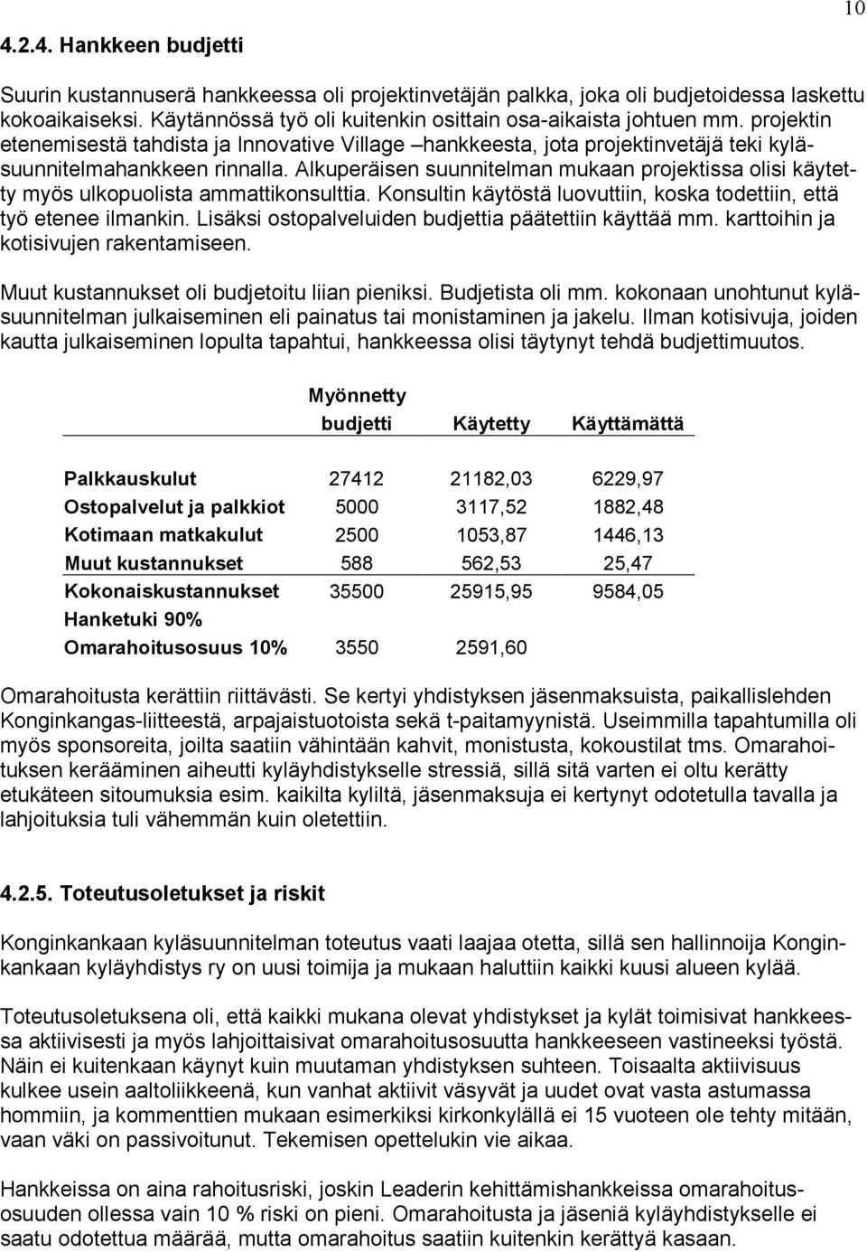 Alkuperäisen suunnitelman mukaan projektissa olisi käytetty myös ulkopuolista ammattikonsulttia. Konsultin käytöstä luovuttiin, koska todettiin, että työ etenee ilmankin.