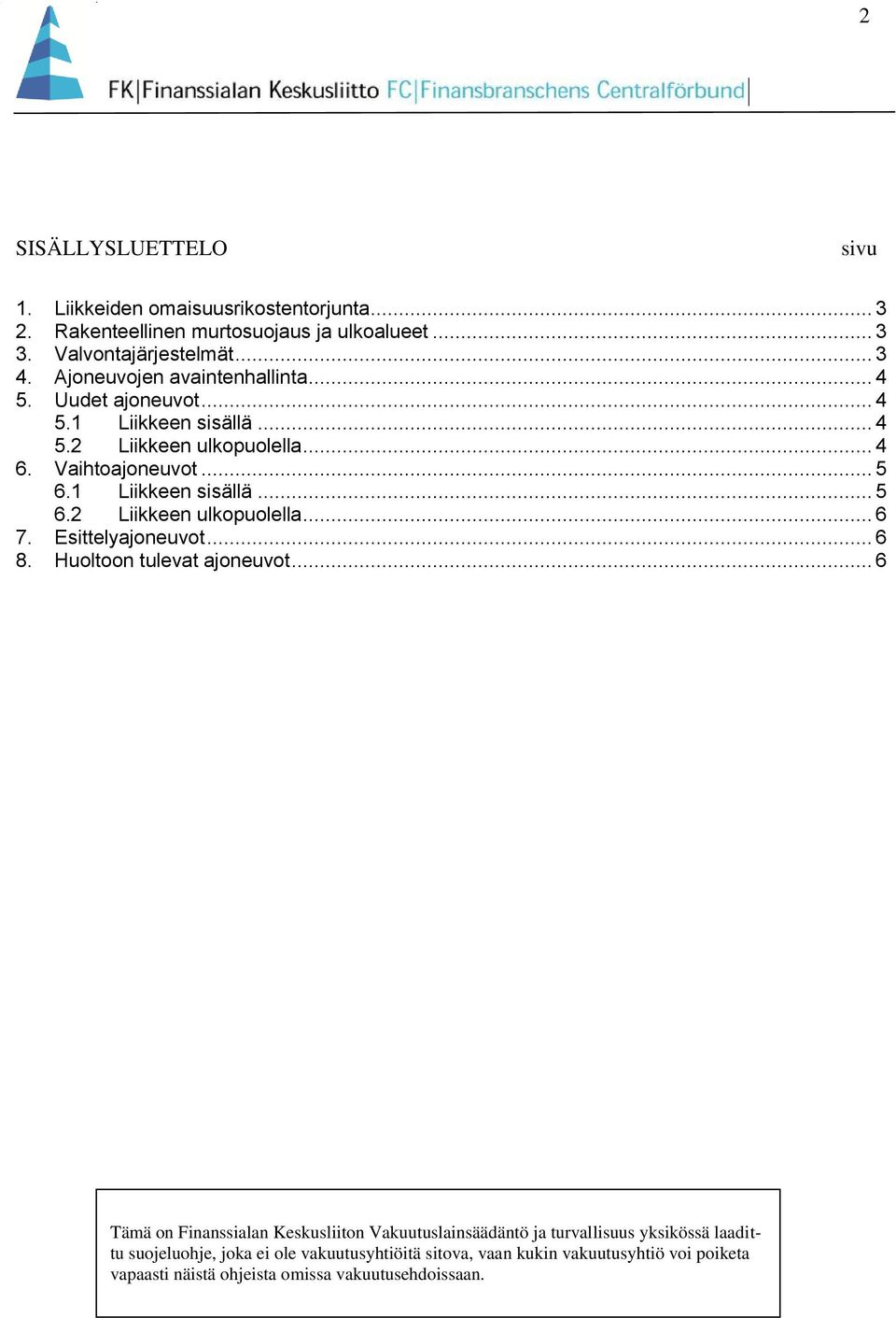 1 Liikkeen sisällä... 5 6.2 Liikkeen ulkopuolella... 6 7. Esittelyajoneuvot... 6 8. Huoltoon tulevat ajoneuvot.