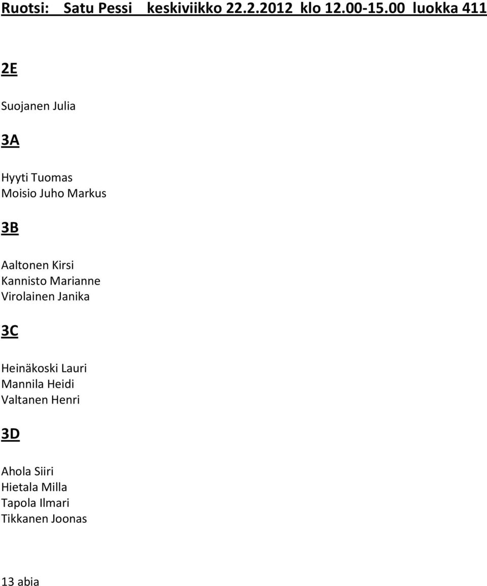 Aaltonen Kirsi Kannisto Marianne Virolainen Janika Heinäkoski Lauri
