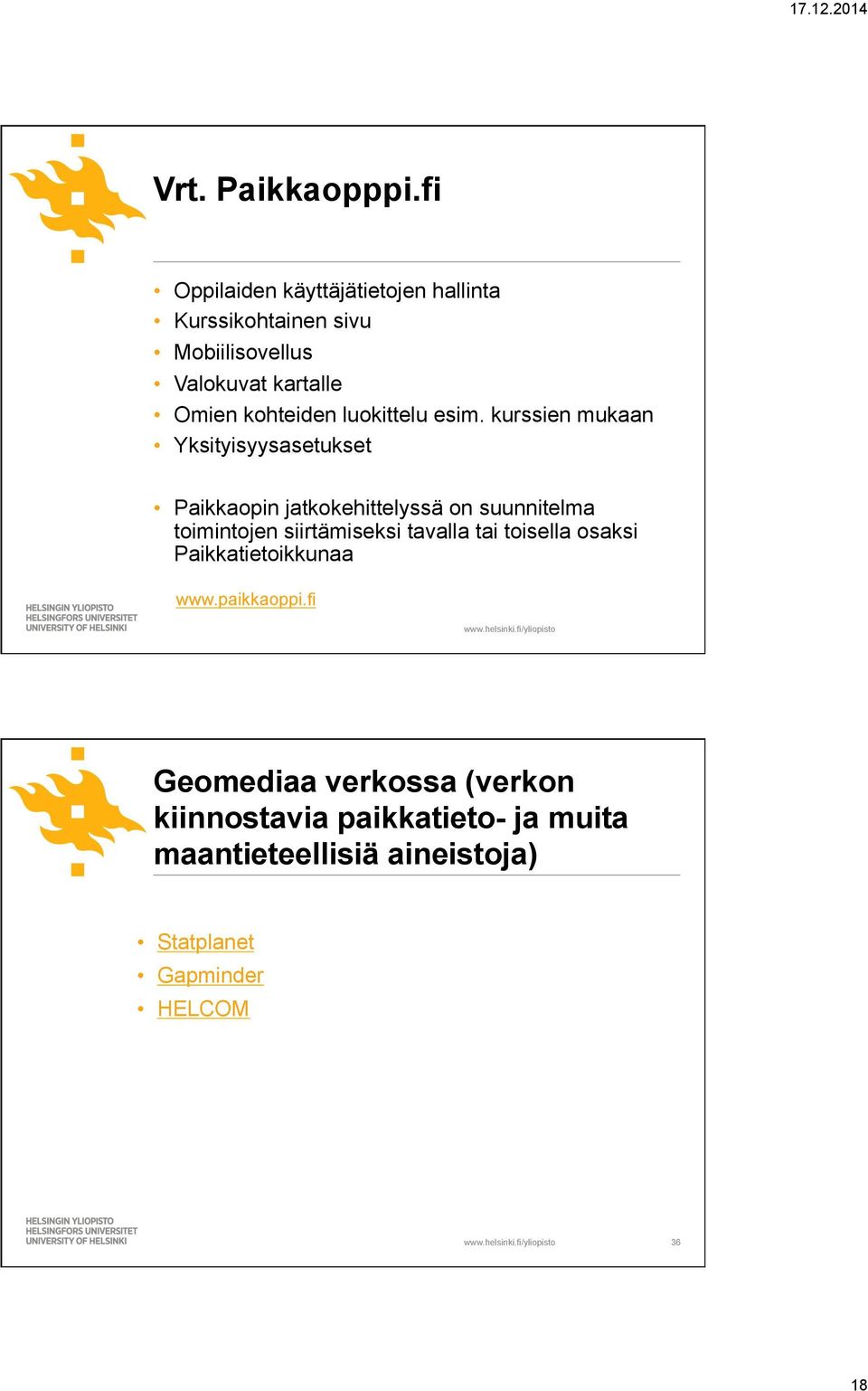 kohteiden luokittelu esim.