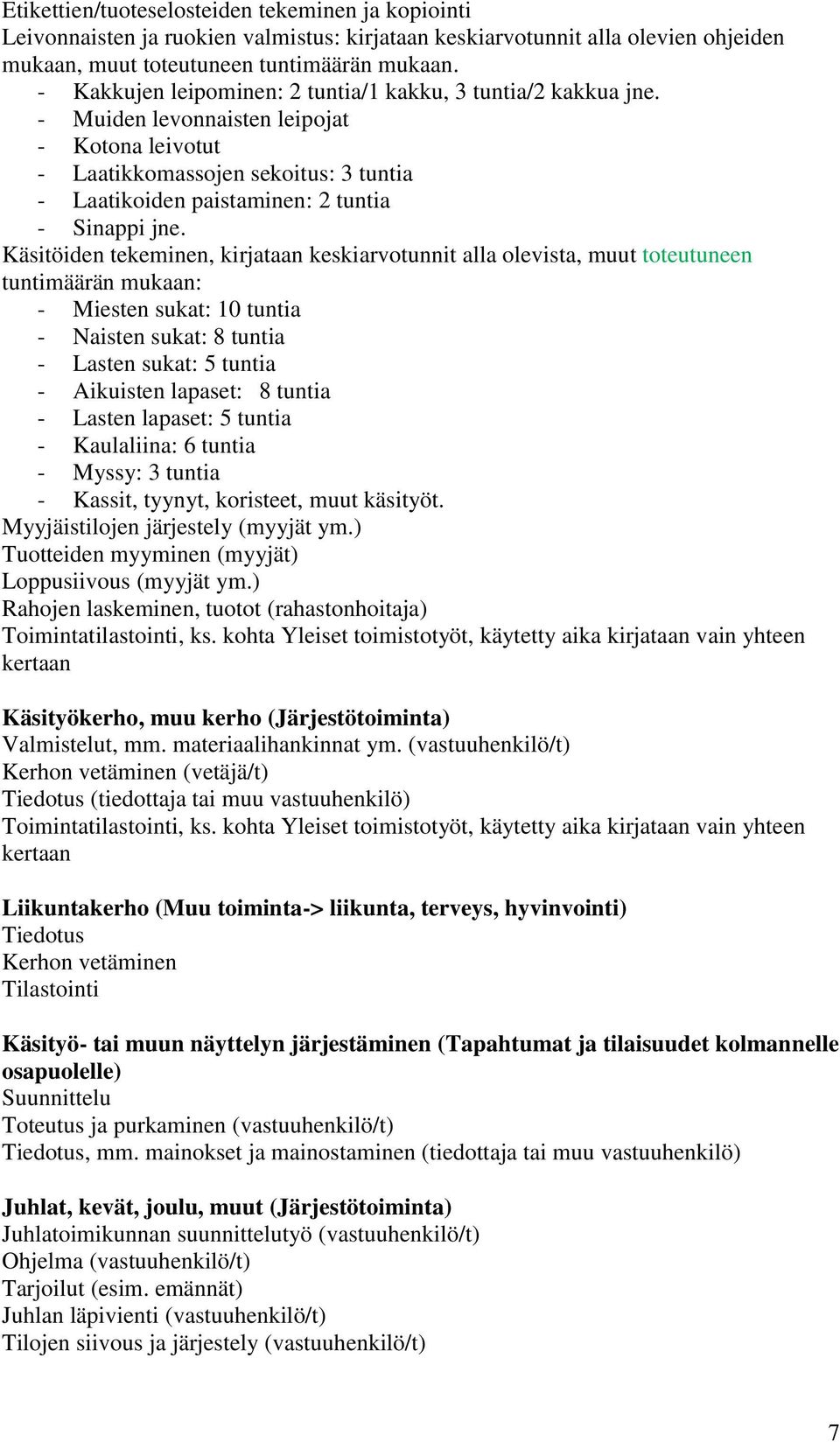 - Muiden levonnaisten leipojat - Kotona leivotut - Laatikkomassojen sekoitus: 3 tuntia - Laatikoiden paistaminen: 2 tuntia - Sinappi jne.