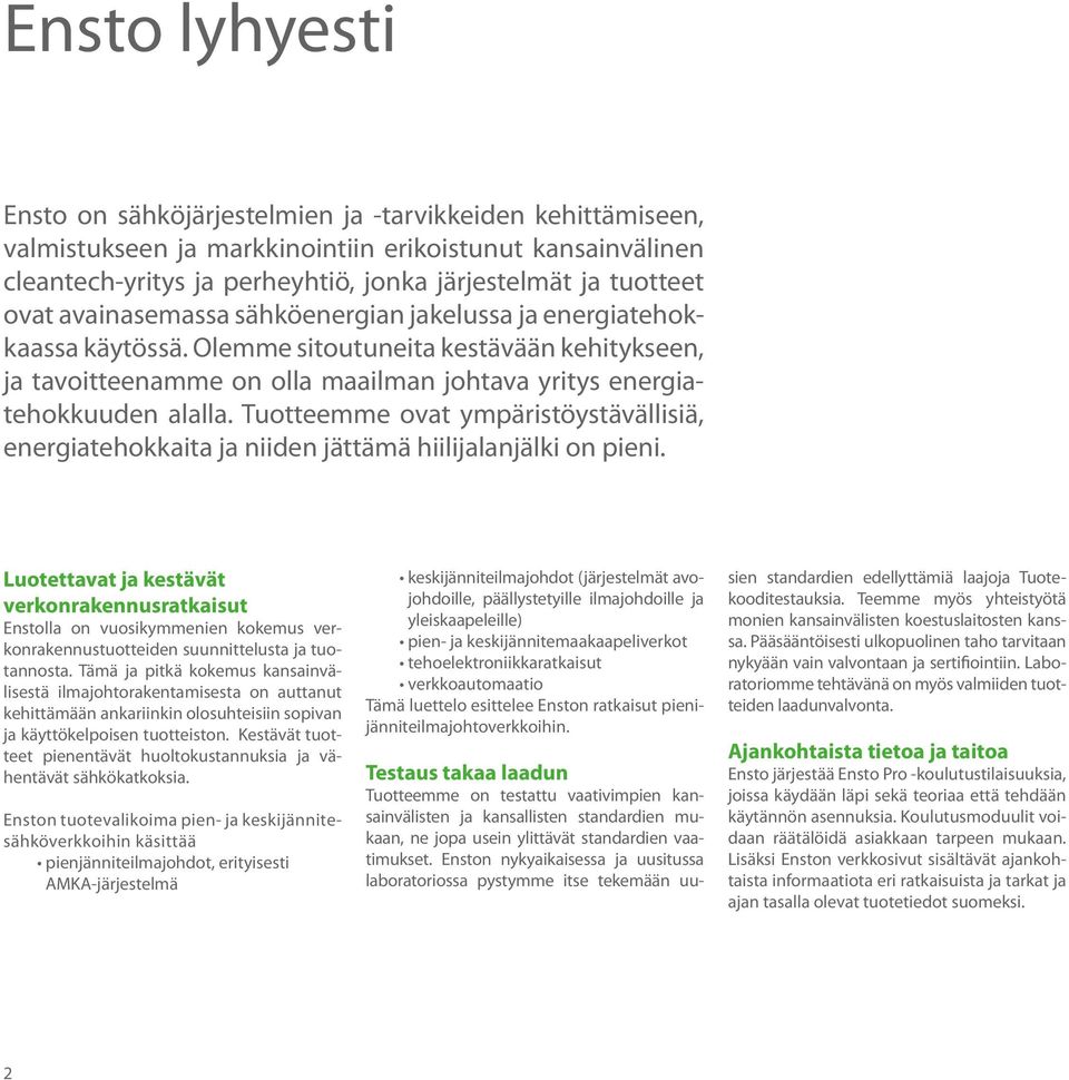 Tuotteee ovat ympäristöystävällisiä, energiatehokkaita ja niiden jättämä hiilijalanjälki on pieni.