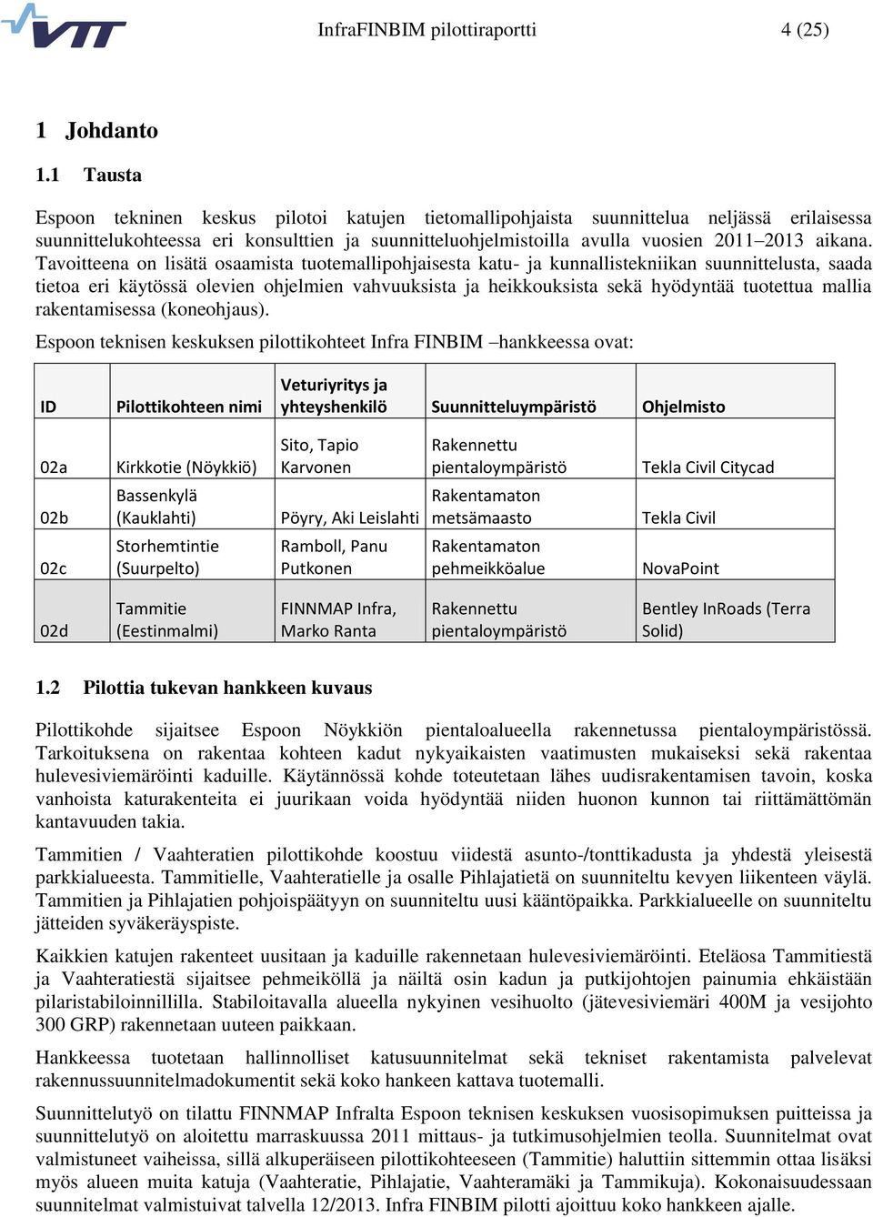 Tavoitteena on lisätä osaamista tuotemallipohjaisesta katu- ja kunnallistekniikan suunnittelusta, saada tietoa eri käytössä olevien ohjelmien vahvuuksista ja heikkouksista sekä hyödyntää tuotettua