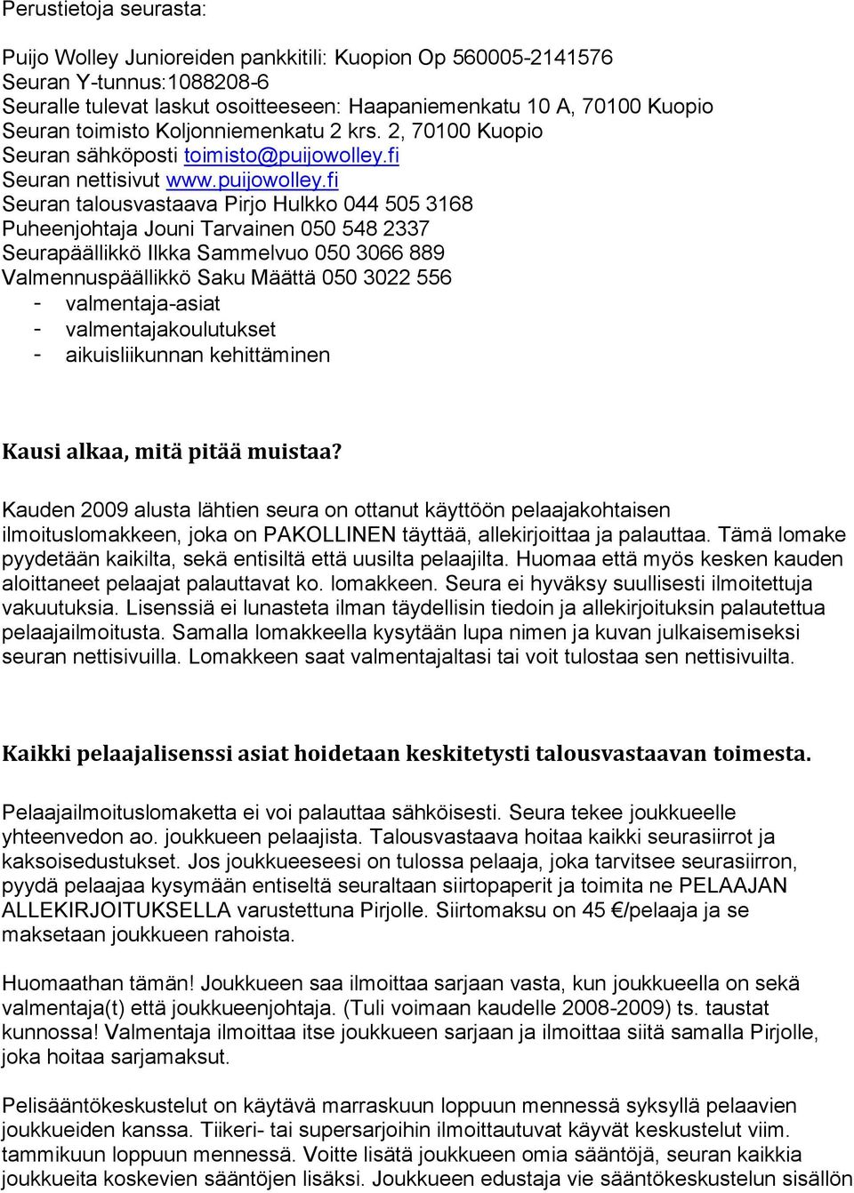 fi Seuran nettisivut www.puijowolley.