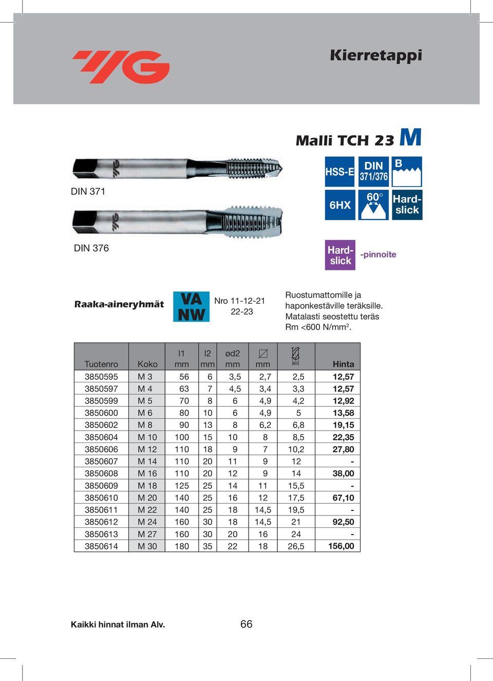 Hinta 3850595 M 3 56 6 3,5 2,7 2,5 12,57 3850597 M 4 63 7 4,5 3,4 3,3 12,57 3850599 M 5 70 8 6 4,9 4,2 12,92 3850600 M 6 80 10 6 4,9 5 13,58 3850602 M 8 90 13 8 6,2 6,8 19,15