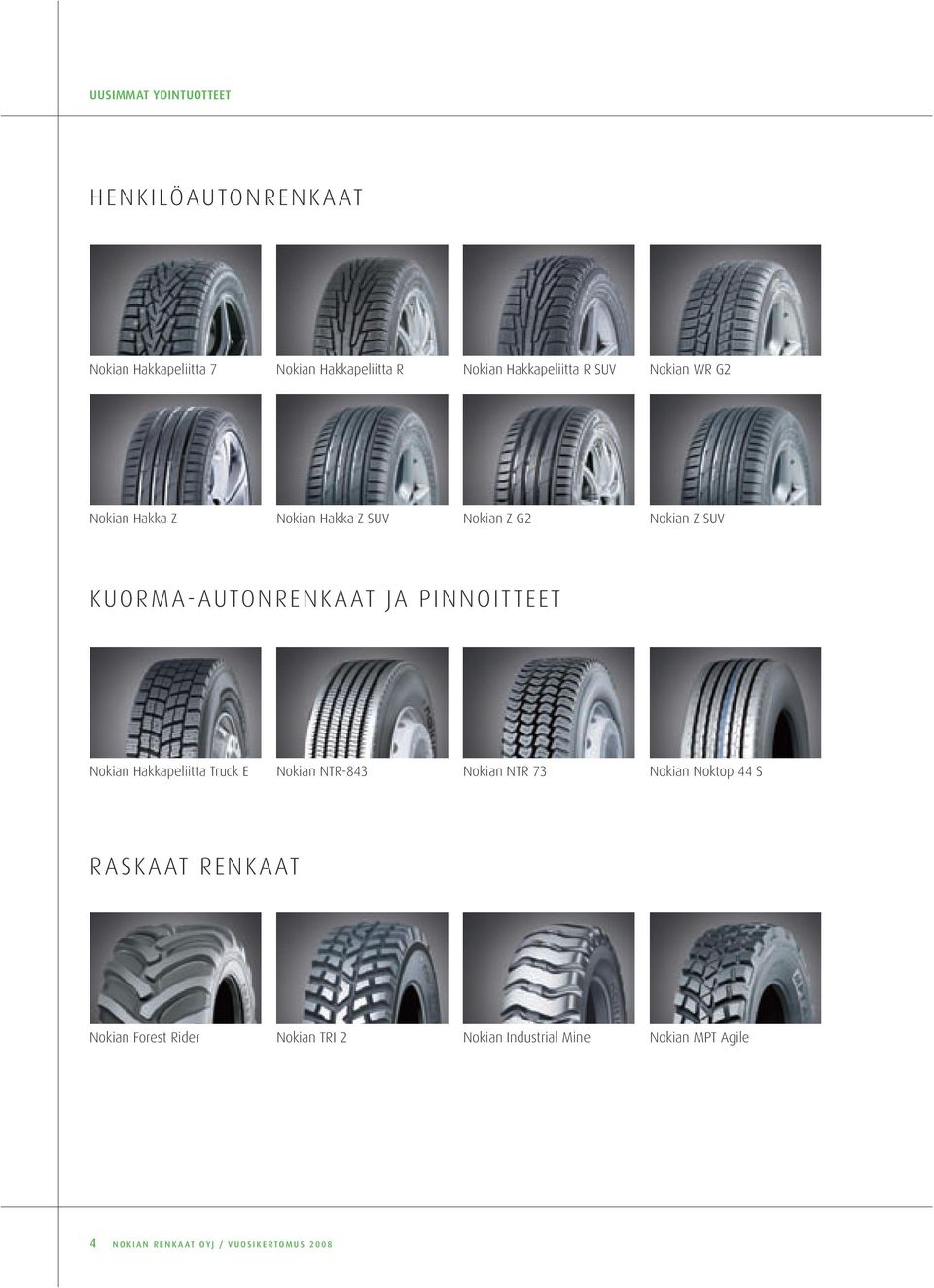 Nokian Hakkapeliitta Truck E Nokian NTR-843 Nokian NTR 73 Nokian Noktop 44 S raskaat RENKAAT Nokian Forest Rider