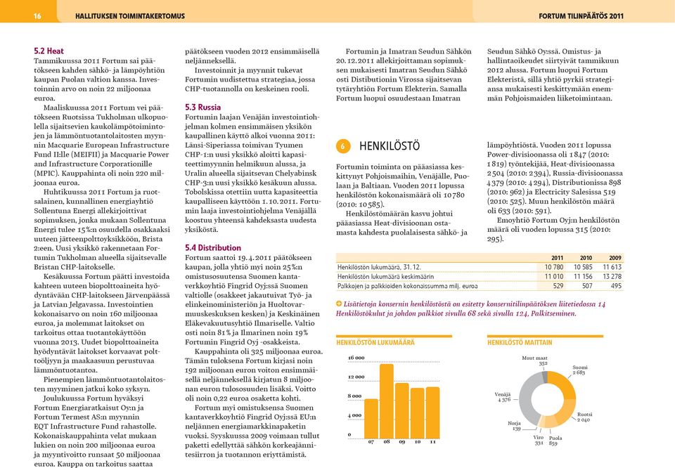 Maaliskuussa 2011 Fortum vei päätökseen Ruotsissa Tukholman ulkopuolella sijaitsevien kaukolämpötoimintojen ja lämmöntuotantolaitosten myynnin Macquarie European Infrastructure Fund II:lle (MEIFII)