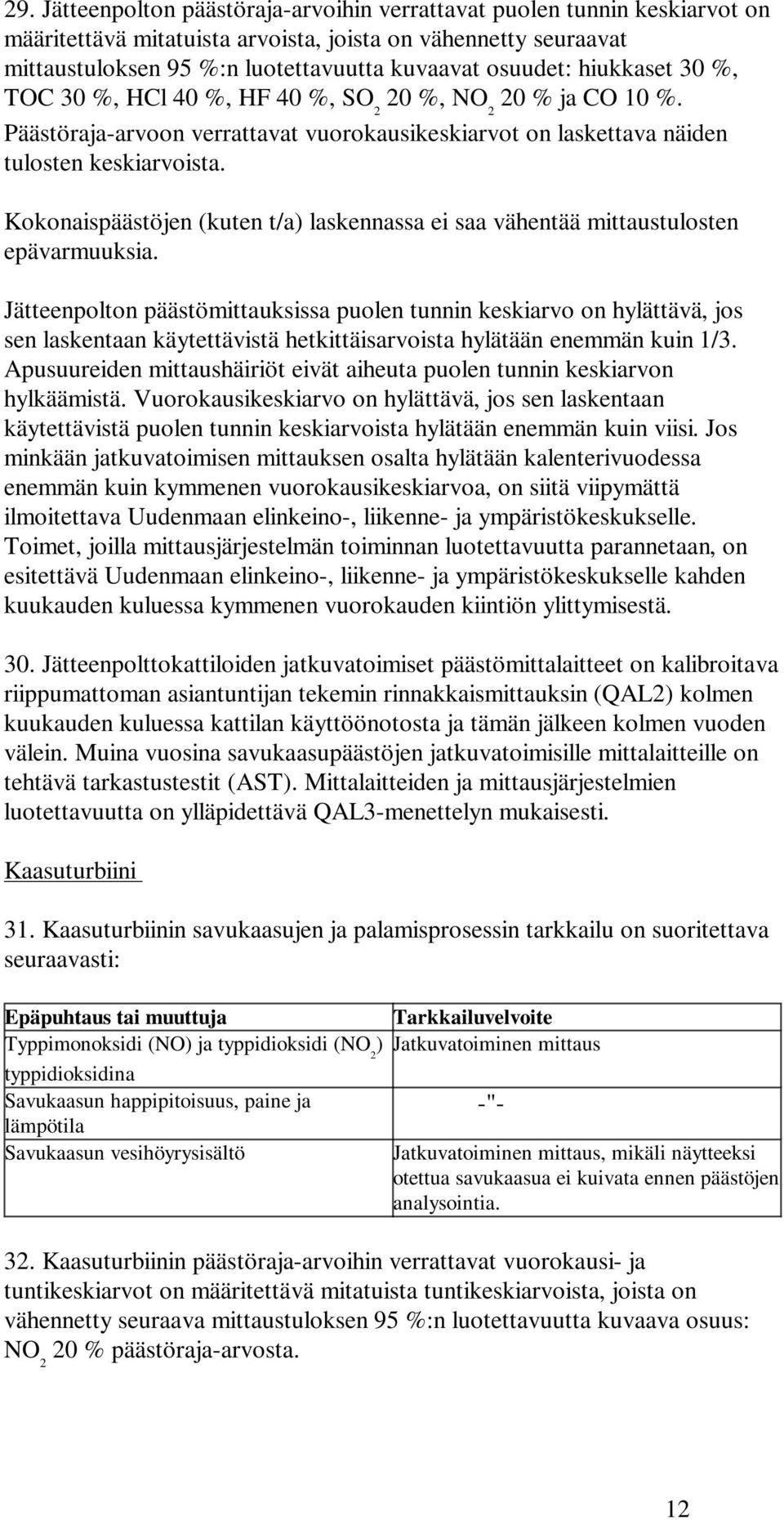 Kokonaispäästöjen (kuten t/a) laskennassa ei saa vähentää mittaustulosten epävarmuuksia.