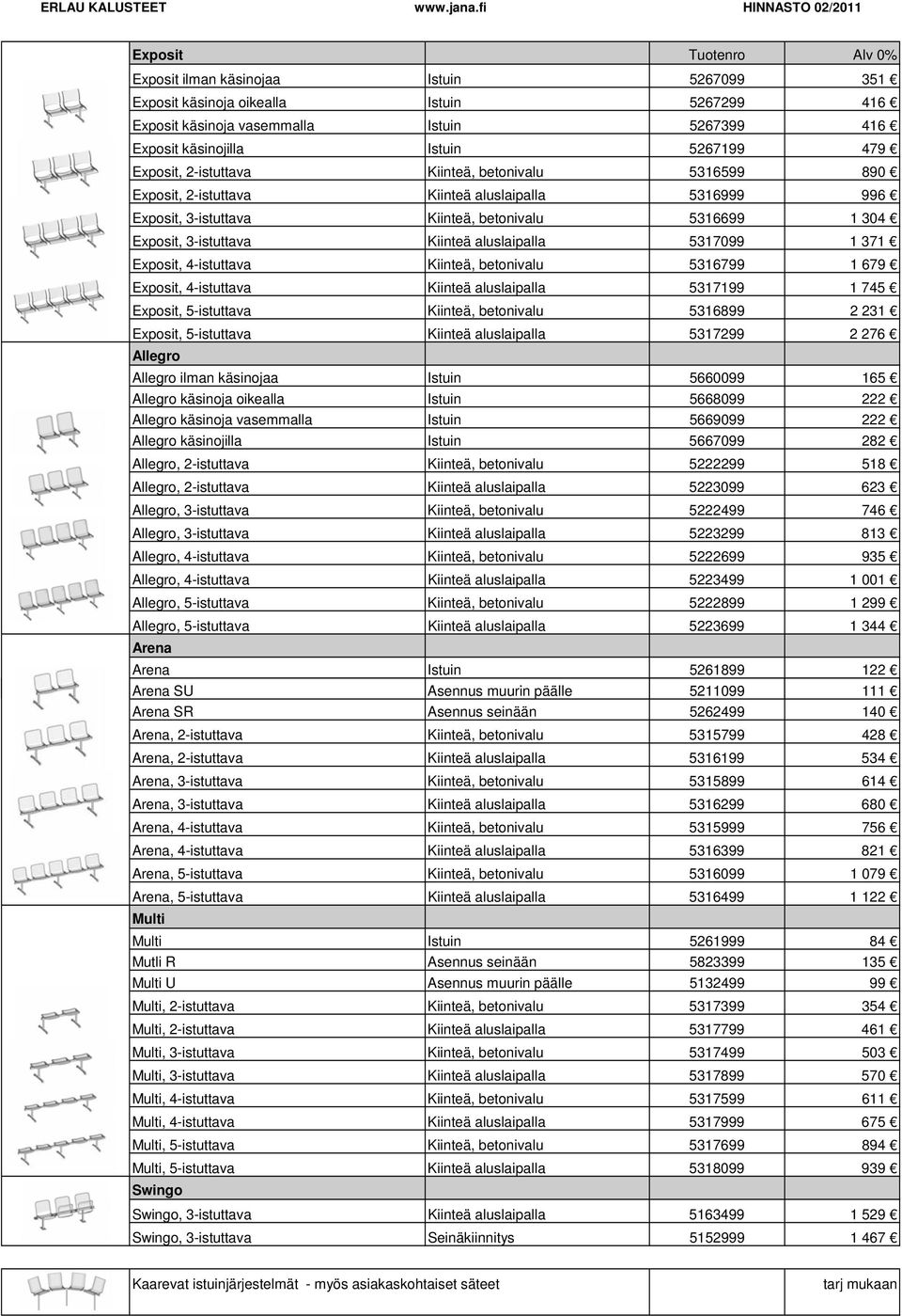 aluslaipalla 5317099 1 371 Exposit, 4-istuttava Kiinteä, betonivalu 5316799 1 679 Exposit, 4-istuttava Kiinteä aluslaipalla 5317199 1 745 Exposit, 5-istuttava Kiinteä, betonivalu 5316899 2 231