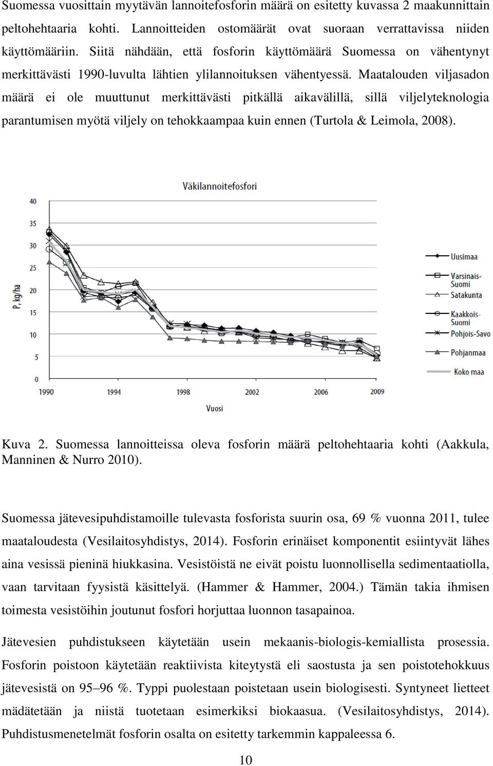 Maatalouden viljasadon määrä ei ole muuttunut merkittävästi pitkällä aikavälillä, sillä viljelyteknologia parantumisen myötä viljely on tehokkaampaa kuin ennen (Turtola & Leimola, 2008). Kuva 2.