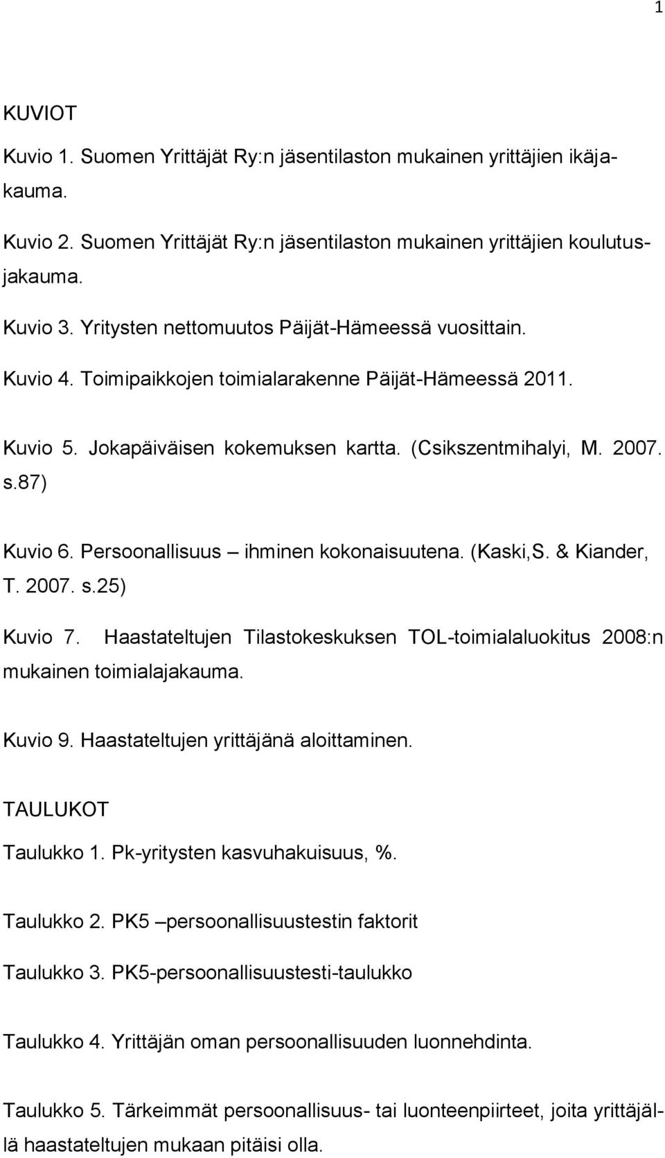 Persoonallisuus ihminen kokonaisuutena. (Kaski,S. & Kiander, T. 2007. s.25) Kuvio 7. Haastateltujen Tilastokeskuksen TOL-toimialaluokitus 2008:n mukainen toimialajakauma. Kuvio 9.
