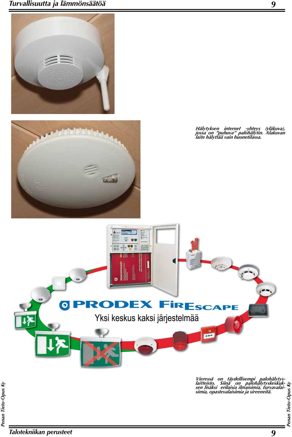 Vieressä on täydellisempi palohälytyslaitteisto.