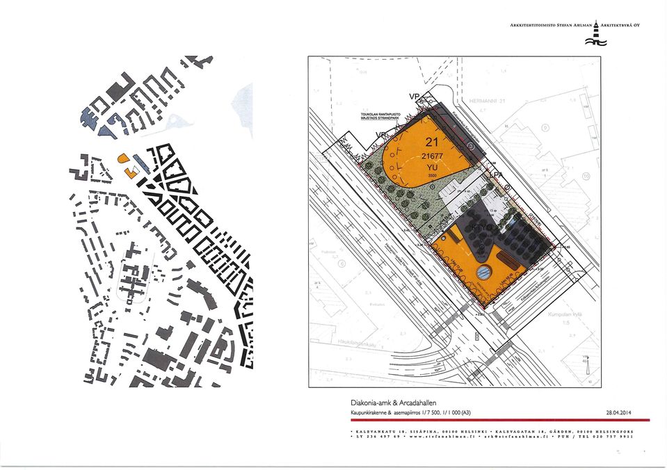 ^ ^ *<^/ ^ Diakonia-amk & Arcadahallen Kaupunkirakenne & asemapiirros