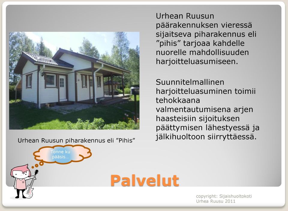 Urhean Ruusun piharakennus eli Pihis Suunnitelmallinen harjoitteluasuminen toimii