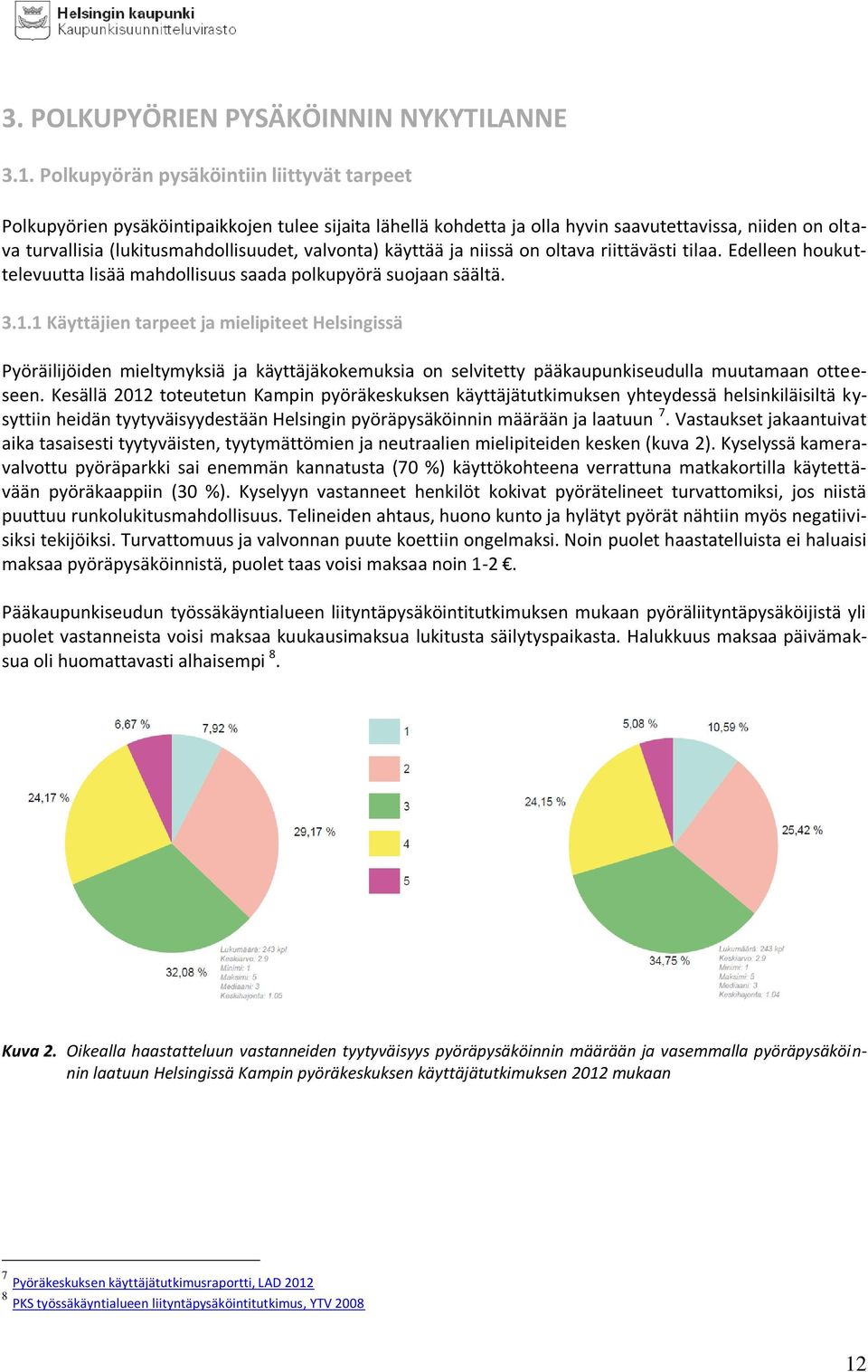 valvonta) käyttää ja niissä on oltava riittävästi tilaa. Edelleen houkuttelevuutta lisää mahdollisuus saada polkupyörä suojaan säältä. 3.1.