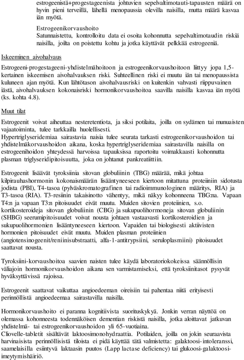 Estrogeeni-progestageeni-yhdistelmähoitoon ja estrogeenikorvaushoitoon liittyy jopa 1,5- kertainen iskeemisen aivohalvauksen riski.