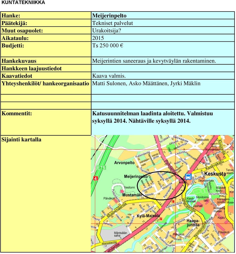 kevytväylän rakentaminen. Kaava valmis.