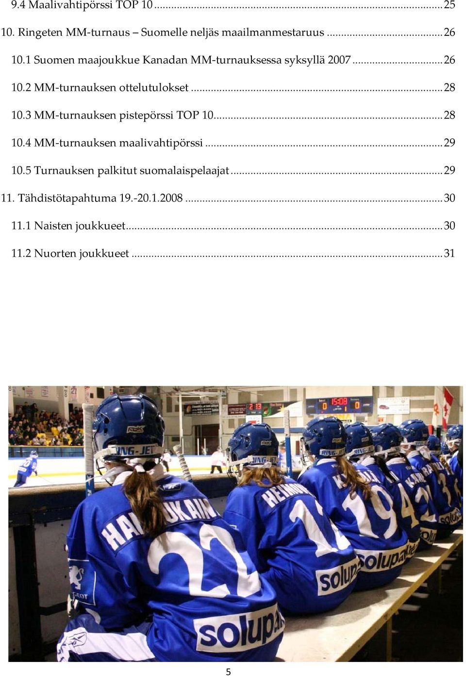 3 MM turnauksen pistepörssi TOP 10... 28 10.4 MM turnauksen maalivahtipörssi... 29 10.