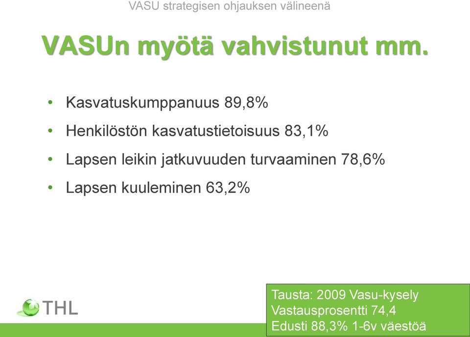 Lapsen leikin jatkuvuuden turvaaminen 78,6% Lapsen kuuleminen