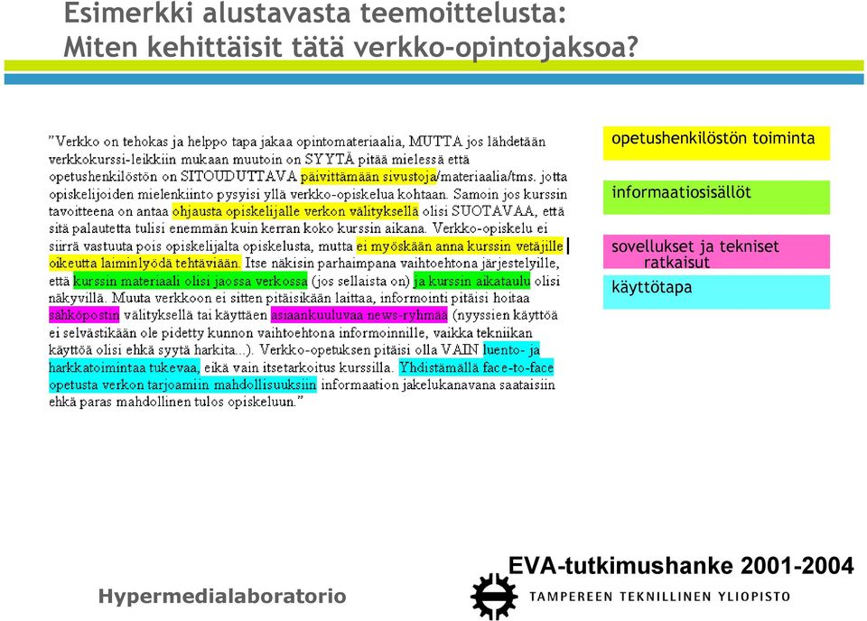 opetushenkilöstön toiminta informaatiosisällöt