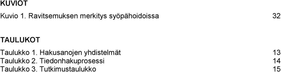 TAULUKOT Taulukko 1.