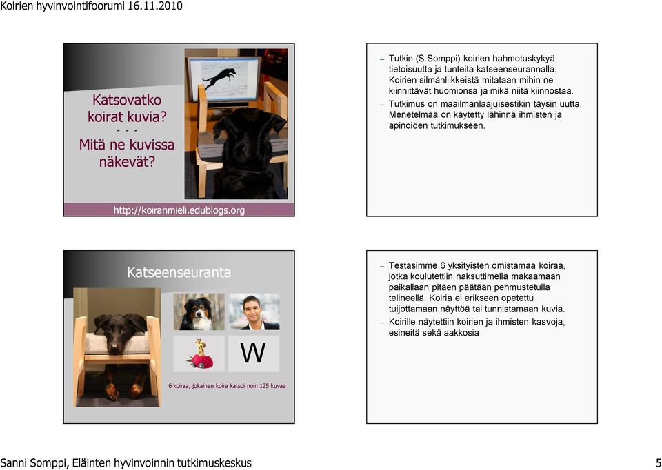 Menetelmää on käytetty lähinnä ihmisten ja apinoiden tutkimukseen. http://koiranmieli.edublogs.