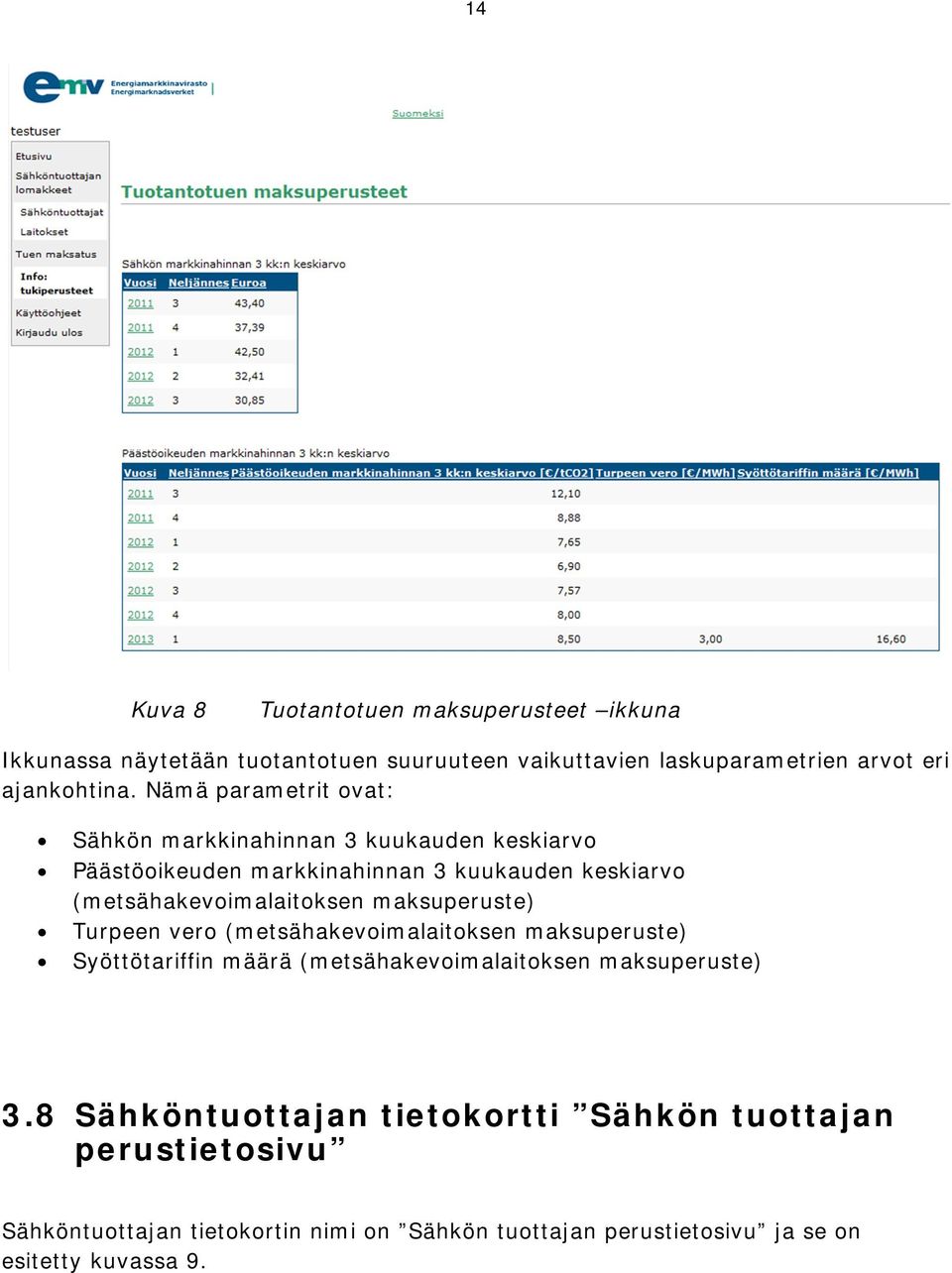maksuperuste) Turpeen vero (metsähakevoimalaitoksen maksuperuste) Syöttötariffin määrä (metsähakevoimalaitoksen maksuperuste) 3.