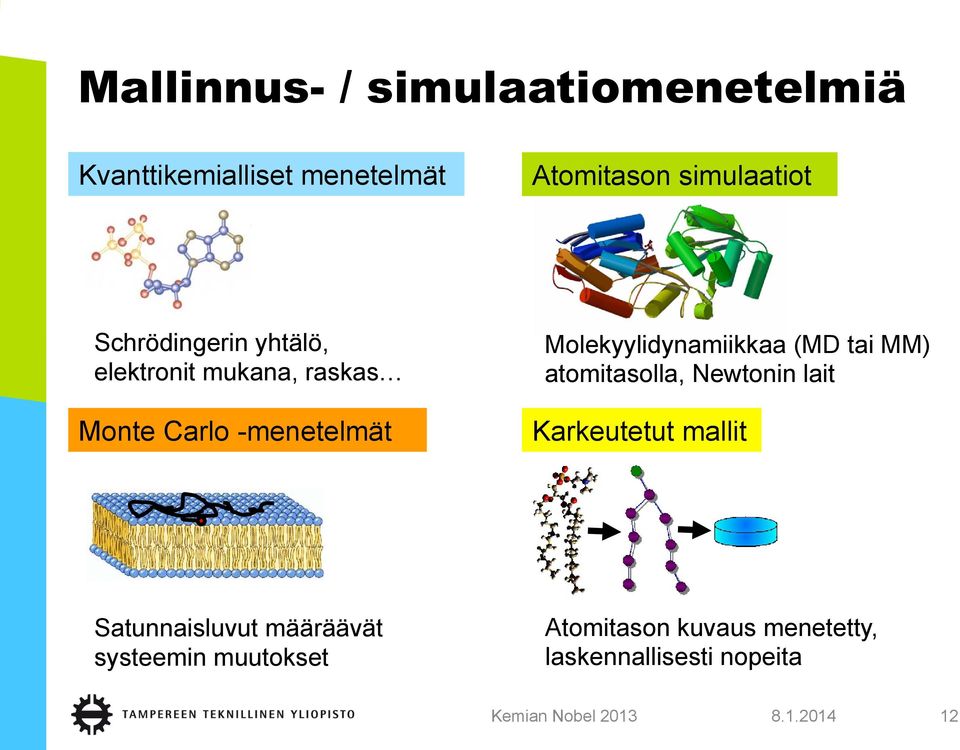 with the other ethods methods -Brownian/Langevin dynamics Stochastic Stochastic simulations simulations Mallinnus- / simulaatiomenetelmiä -Brownian/Langevin dynamics Kvanttikemialliset menetelmät