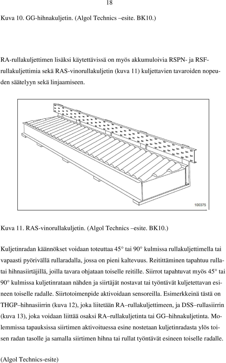 Kuva 11. RAS-vinorullakuljetin. (Algol Technics esite. BK10.