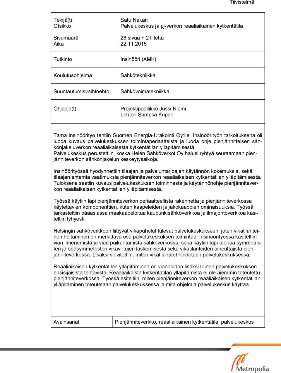 Energia-Urakointi Oy:lle.