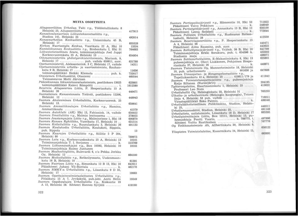 ........ Oikeusministeriön yhdistysrekisteritoimisto, Mariank. 9, Helsinki 17............ puh. vaihde 659811, suor. Opetusministeriö, Aleksanterink.