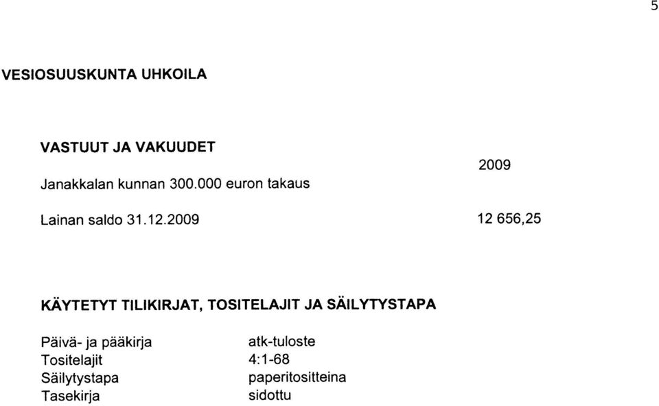 2009 12656,25 KÄYTETYT TILl KIRJAT, TOSITELAJIT JA SÄI LYTYSTAPA