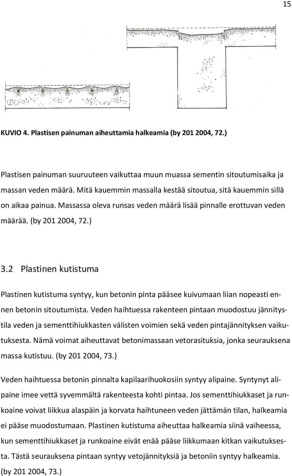 2 Plastinen kutistuma Plastinen kutistuma syntyy, kun betonin pinta pääsee kuivumaan liian nopeasti ennen betonin sitoutumista.