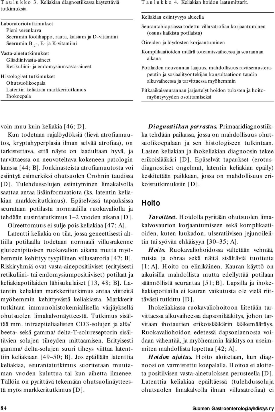 endomysiumvasta-aineet Histologiset tutkimukset Ohutsuolikoepala Latentin keliakian markkeritutkimus Ihokoepala T a u l u k k o 4. Keliakian hoidon laatumittarit.