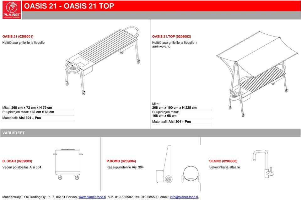 (0209001) Keittiötaso grilleille ja liedelle OASIS.21.