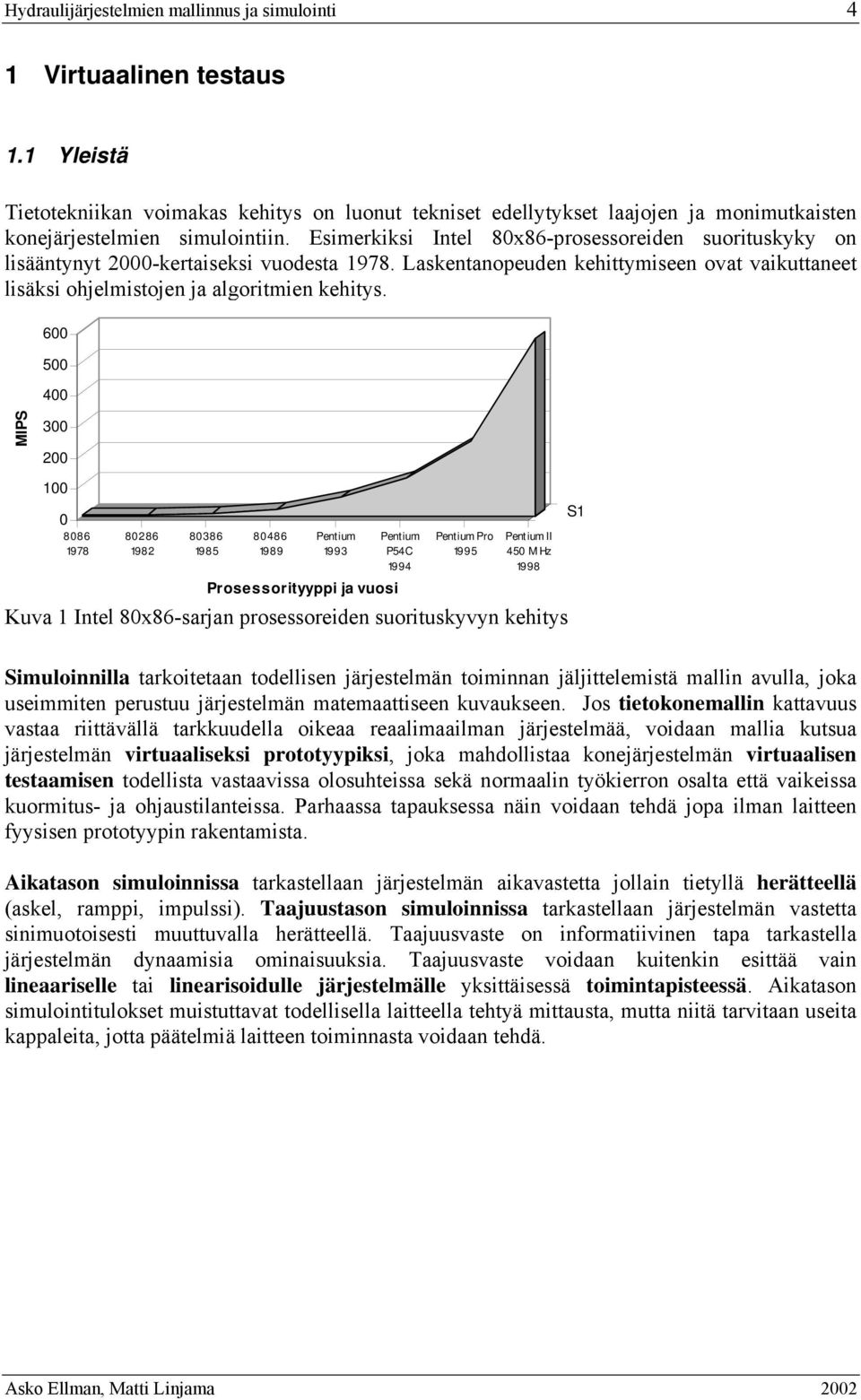 6 5 4 MIPS 3 886 9 78 886 9 8 8386 9 8 5 8486 9 8 9 Pent ium 9 9 3 Prosessorityyi ja vuosi Pentium P54C 9 9 4 Pentium Pro 9 9 5 Pentium II 45 MHz 9 9 8 Kuva Intel 8x86-sarjan rosessoreiden
