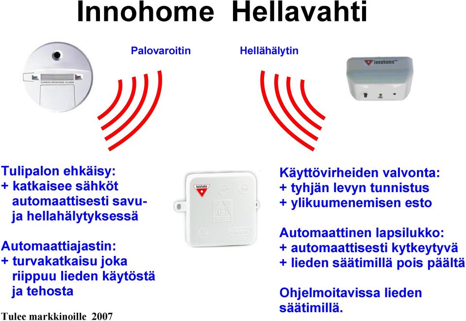 Tulee markkinoille 2007 Käyttövirheiden valvonta: + tyhjän levyn tunnistus + ylikuumenemisen esto