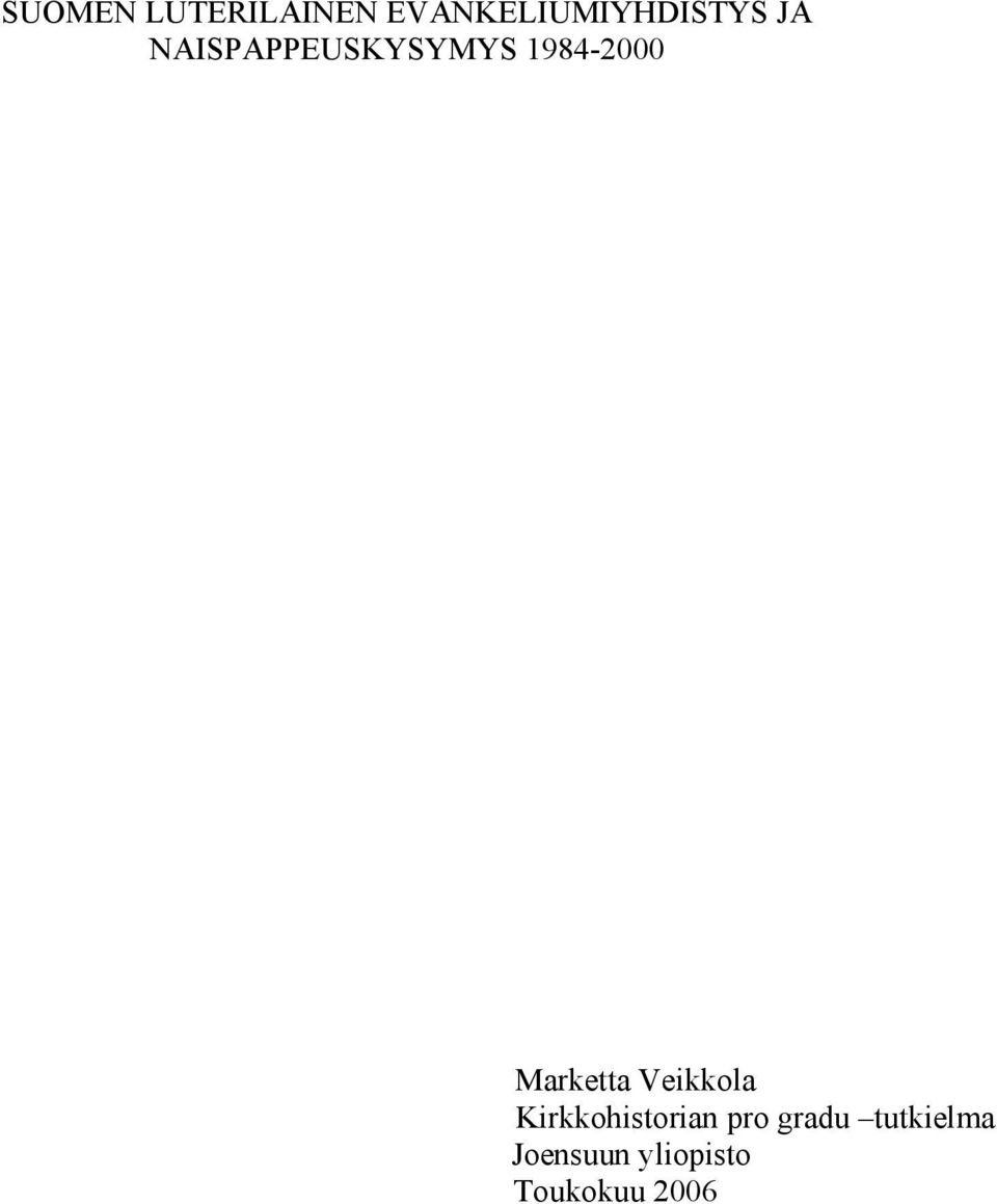 Marketta Veikkola Kirkkohistorian pro
