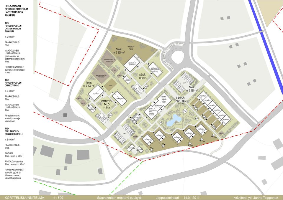 2 400 m 2 Tontti: n. 2 400 m 2 Tontti: n. 2 920 m 2 ULKOPELIT / n. 900 m 2 SAUNA / VARASTO JA PÄIVÄHOITO PÄIVÄ- HOITO LISÄASUNTO / PÄIVÄHOIDON LISÄTILAT 10 AP Tontti: n.