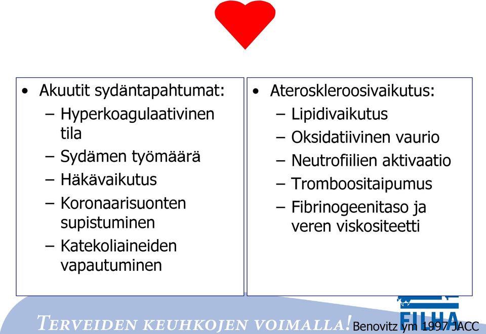 Ateroskleroosivaikutus: Lipidivaikutus Oksidatiivinen vaurio Neutrofiilien