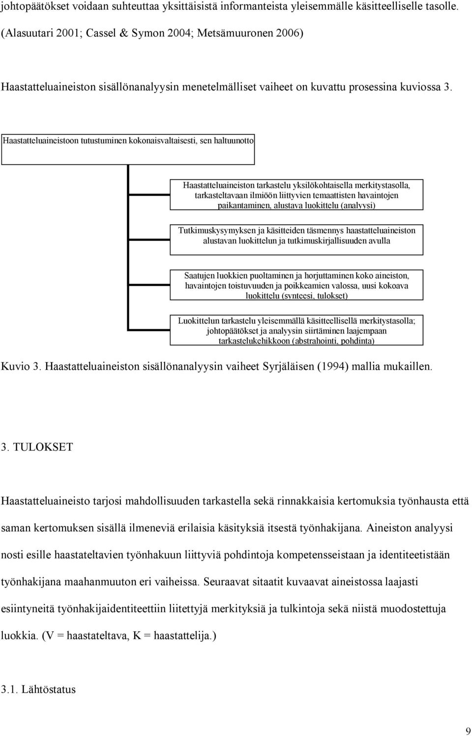 Haastatteluaineistoon tutustuminen kokonaisvaltaisesti, sen haltuunotto Haastatteluaineiston tarkastelu yksilökohtaisella merkitystasolla, tarkasteltavaan ilmiöön liittyvien temaattisten havaintojen