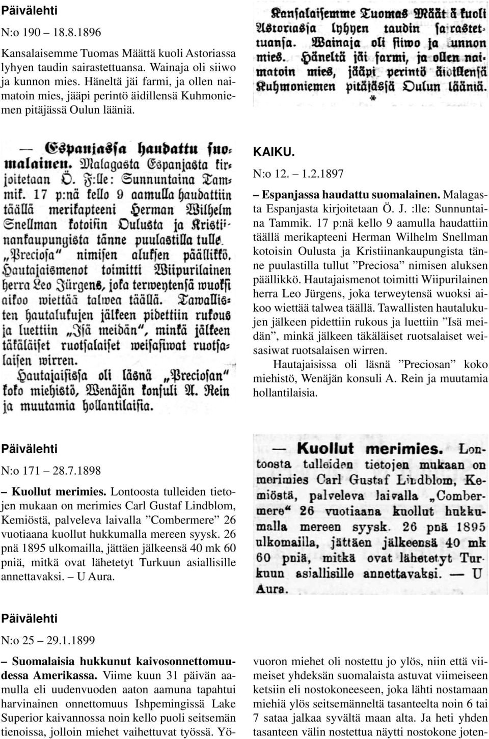 J. :lle: Sunnuntaina Tammik.